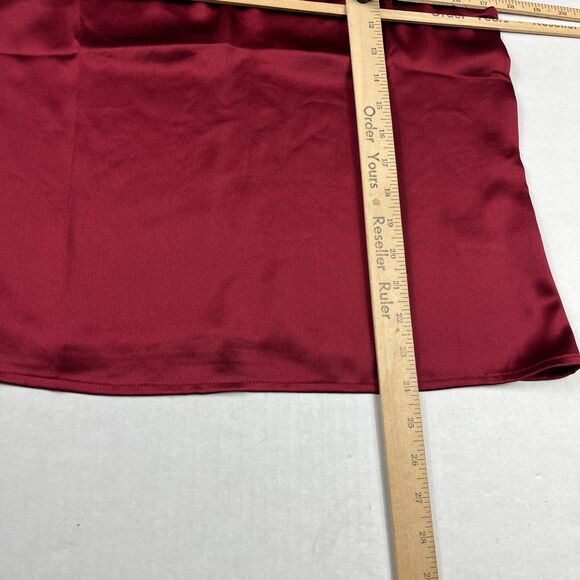 Nicole Miller New York Satin Neck Tie Blouse Red Lace Short Sleeve Shirt SMALL - Picture 7 of 11